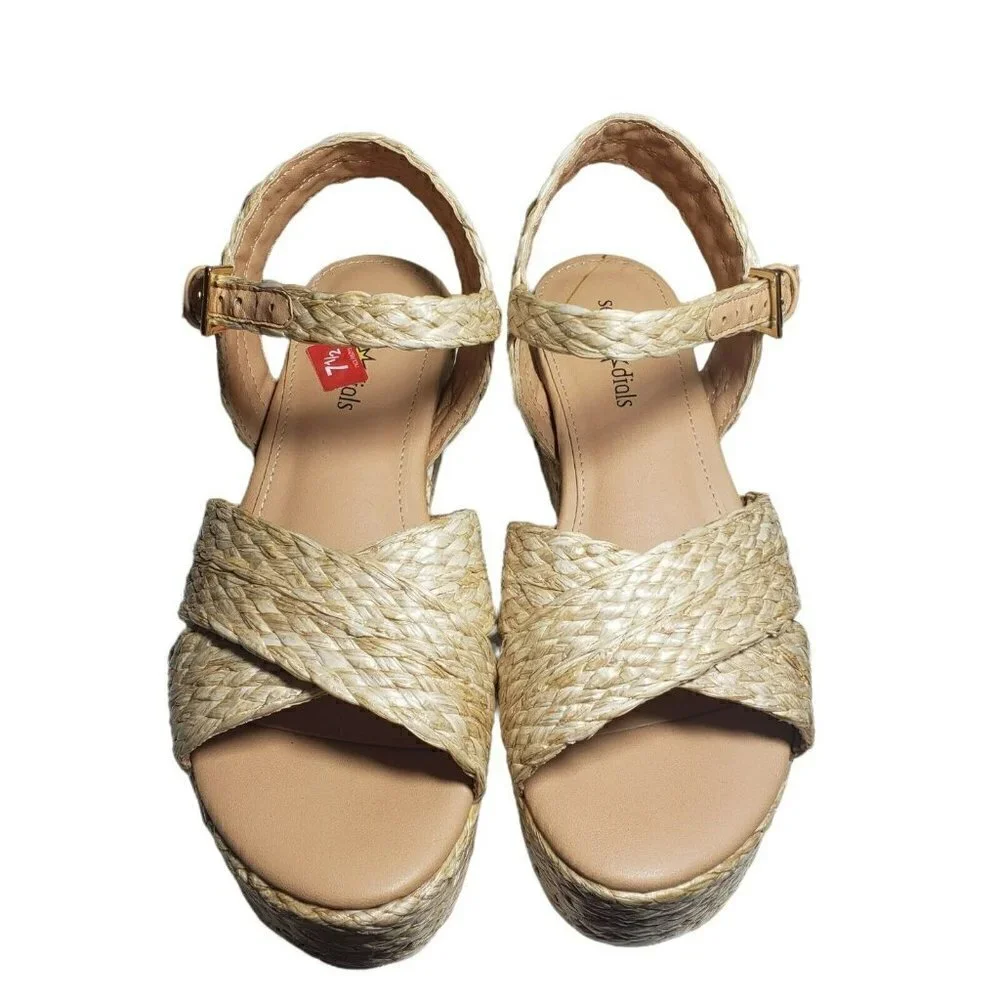 Seven Dials Womens Virginia Natural Open Toe Platform Espadrille Sandals Sz 7.5